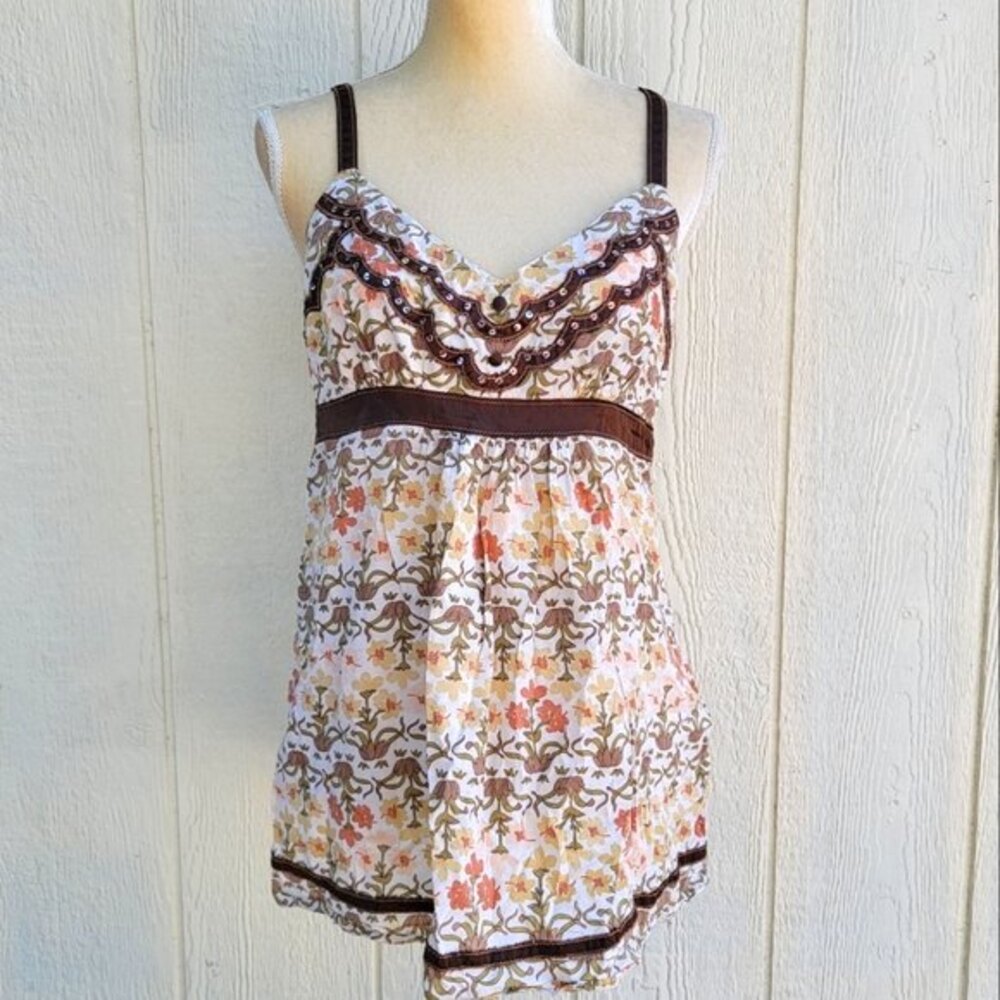 forever 21 printed embellished tank adjustable straps wmns sz large.